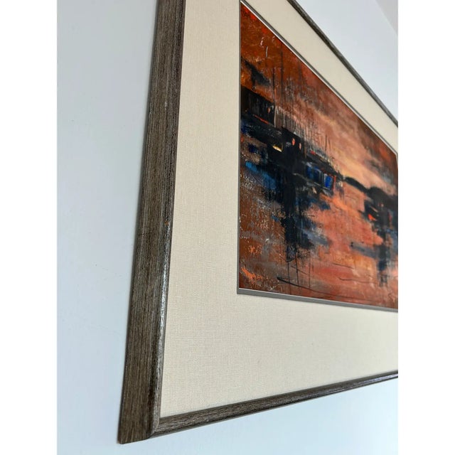 Abstract Mabel Palmer Painting "Red Dusk" Bodega Bay Sunset Impressionistic Mixed Media - Signed For Sale - Image 3 of 5