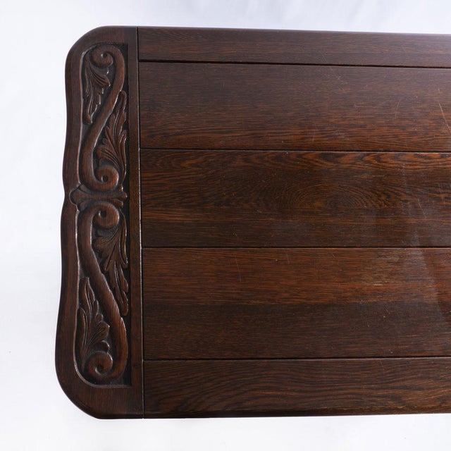 Early 20th Century Carved Oak Barley Twist Hall Table Made by Flints Fine Furniture New York For Sale - Image 4 of 10