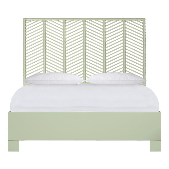 Liam Platform Bed Queen - Celery Green For Sale