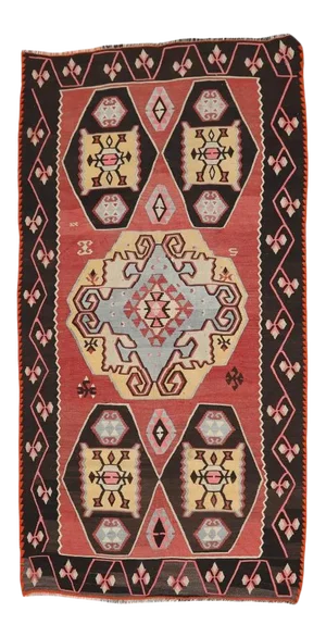 Mid 20th Century Handmade Vintage Turkish Kilim Rug