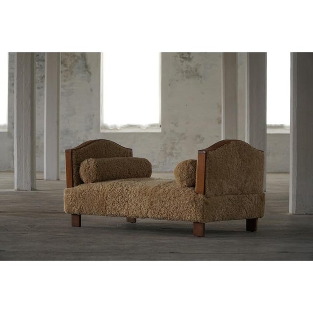 Swedish Grace Art Deco Freestanding Adjustable Daybed in Lambswool, 1940s For Sale - Image 10 of 17