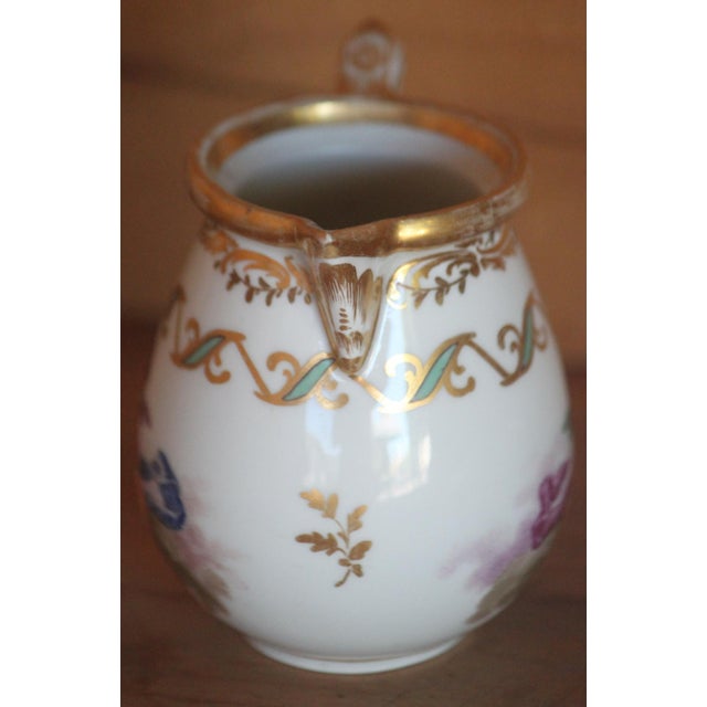 Gold 18th Century Royal Vienna Hand Painted Cherubs and Floral Ornate Scroll Creamer For Sale - Image 8 of 12