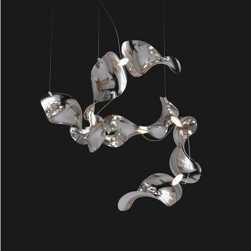 Contemporary Dune 8 Spiral Chandelier in Aluminum with Silver Anodized Finish by Moss Objects For Sale - Image 3 of 18