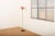 Gray Painted Tubular Steel Floor Lamp with Black Metal Base, Red Painted Metal Shade and Frosted Glass Diffuser For Sale - Image 9 of 10