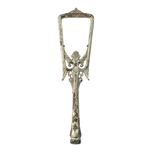 Victorian Tall Metal Lamp Finial, Floral & Angel Wing Motif