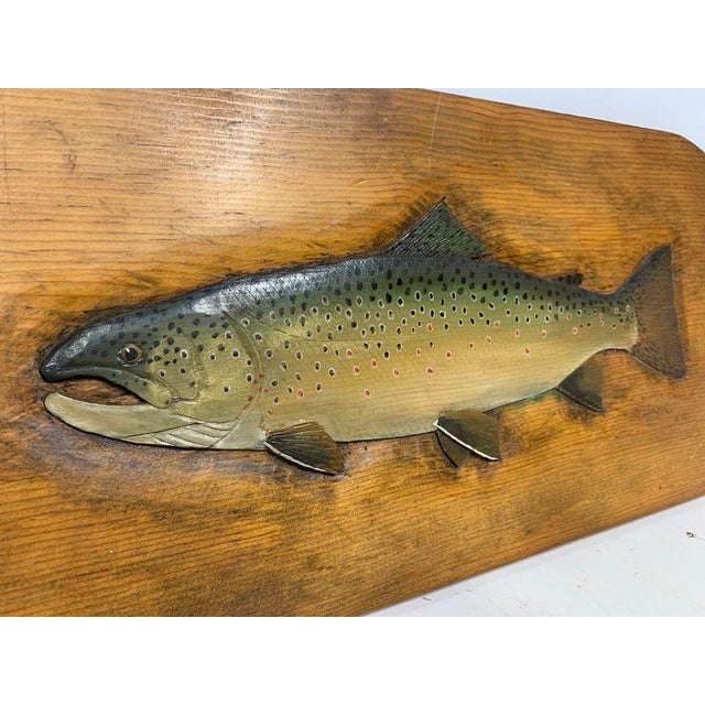 1977 Signed Carved Wood Trout Wall Sculpture, Attributed to Terry Hague For Sale In Washington DC - Image 6 of 18