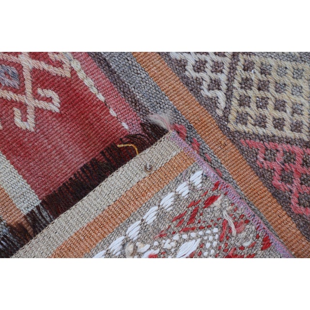 Textile 1980s Tribal Red Striped Cecim Kilim Rug For Sale - Image 7 of 8