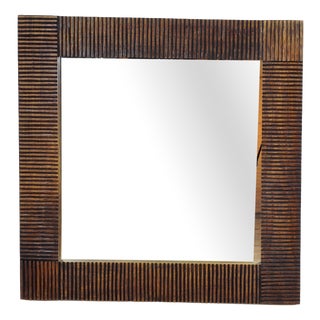 Brutalist Oak Mirror, 1970s For Sale