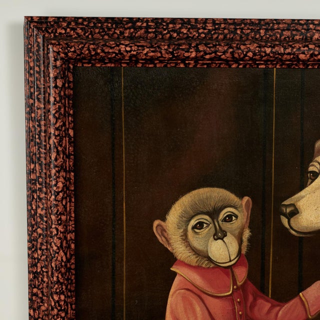 Victorian Vintage Victorian Style Painting of a Monkey and Dog by Skilling For Sale - Image 3 of 12