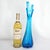 A striking vintage swung glass vase in a rich sapphire blue color, featuring an elegant five-fingered rim and dramatic...