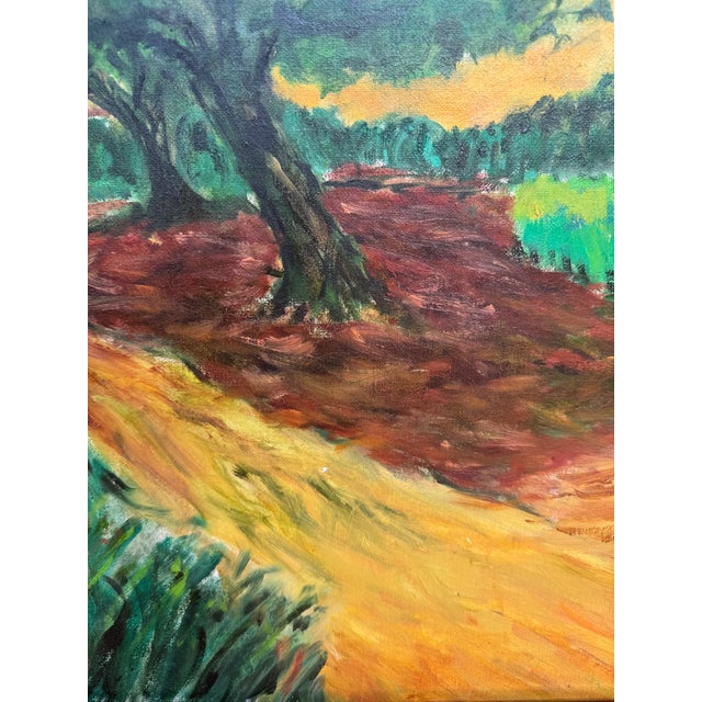 Vintage Van Gogh-Style Impressionist Landscape Oil on Canvas Painting For Sale In Pittsburgh - Image 6 of 17