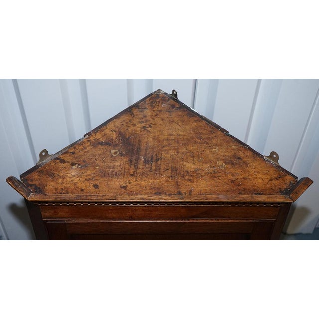 Brown English Oak Hanging Corner Cabinet For Sale - Image 8 of 16