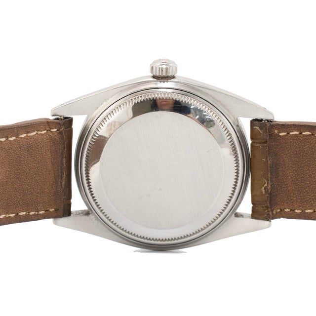 Modern Vintage Rolex Oyster Perpetual 34mm 1002 Silver Dial Stainless Steel Watch For Sale - Image 3 of 8