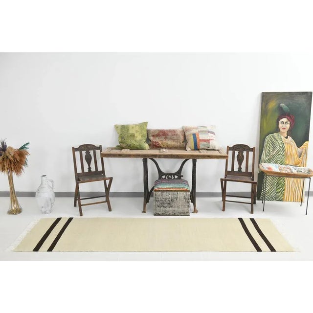 Beige Striped Hemp Runner Rug For Sale - Image 18 of 18
