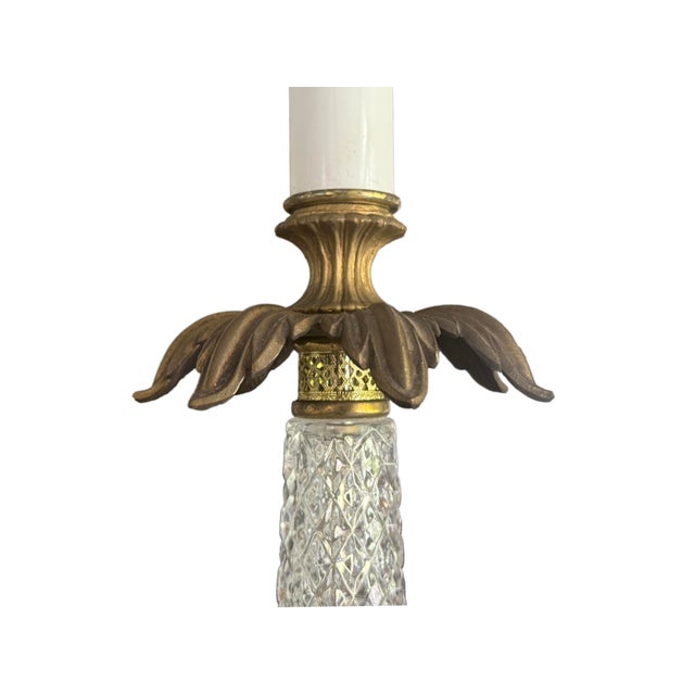 Late 20th Century Vintage Statuesque Hollywood Regency Crystal Tray-Table Floor Lamp For Sale - Image 5 of 8