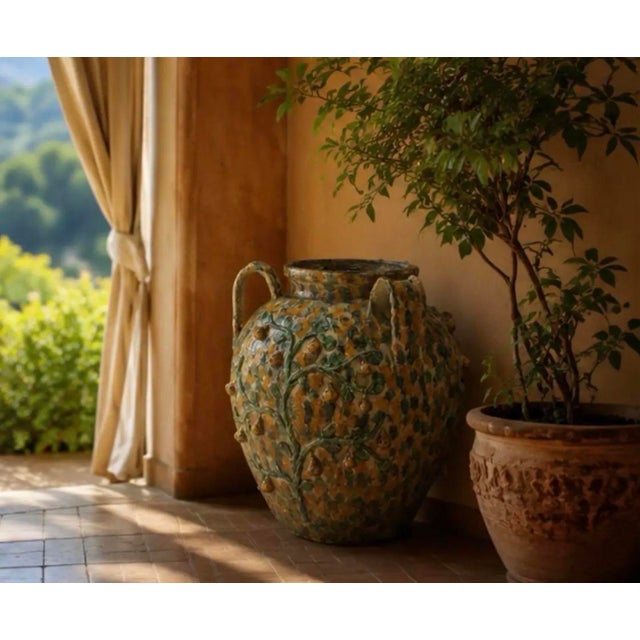 Gemstone Vintage Italian Majolica Three-Armed Pear Planter Vase For Sale - Image 7 of 12