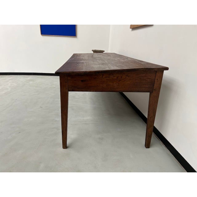Wood Large Writing Table in Oak, 1940s For Sale - Image 7 of 18
