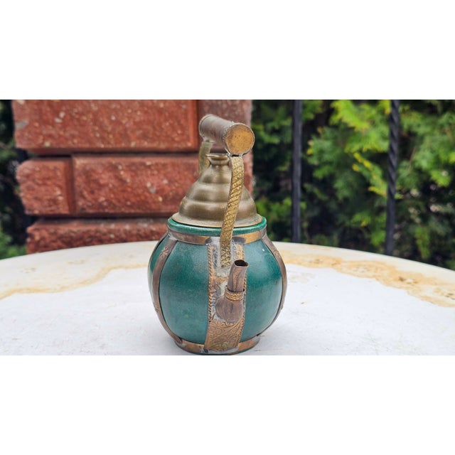 Art Deco Ceramic Jug with Brass Fittings, 1920s, in Very Good conditions. Designed 1920 to 1949