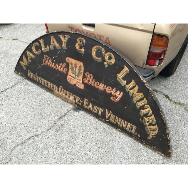 English Antique Hand-Painted Brewery Sign – Maclay & Co. LTD Thistle Brewery, Scotland, C. Late 19th / Early 20th Century For Sale - Image 3 of 10