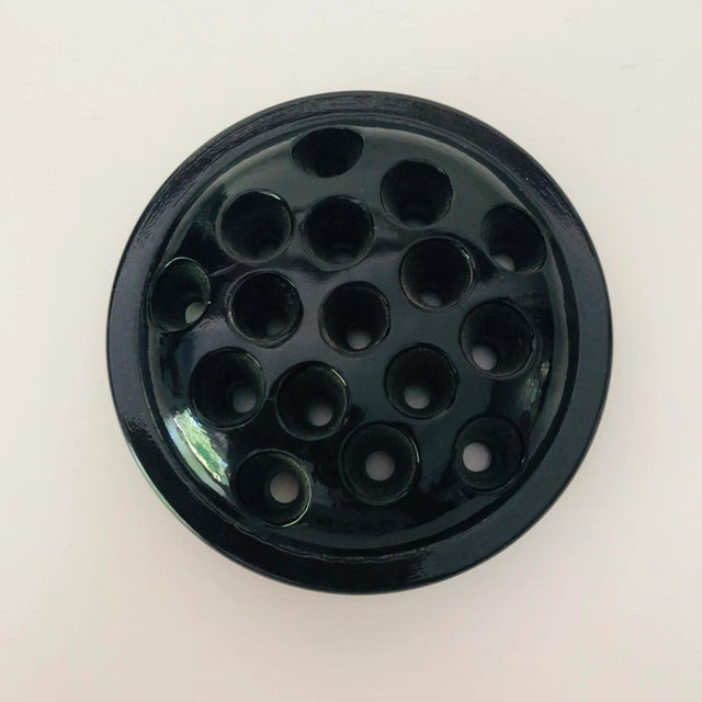 Mid-Century Modern Midcentury Black Amethyst Glass Flower Frog For Sale - Image 3 of 6