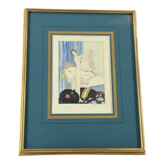 Umberto Brunelleschi Art Deco Nude “Nude Amid Pillows” c.1920s – Framed French Book Illustration For Sale