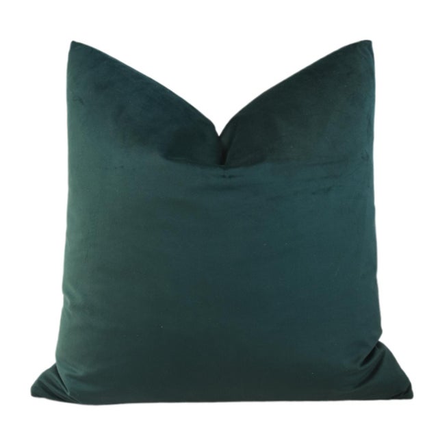 2020s Emerald Green Velvet Feather/Down Pillow For Sale - Image 5 of 5
