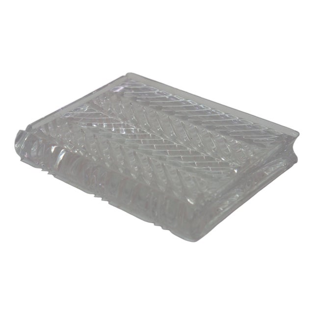 Late 20th Century Ralph Lauren Crystal Herringbone Book Paperweight 5.5" For Sale