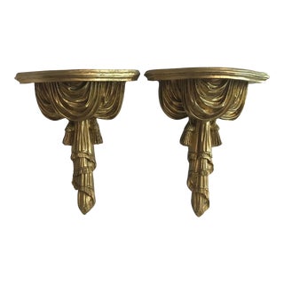 Vintage Gold Neoclassical Wall Corbels - a Pair For Sale