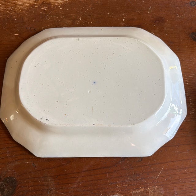 Ceramic Antique Gaudy Welsh Crescent Pinwheel Flow Blue Large Platter, Circa 1840s For Sale - Image 7 of 12