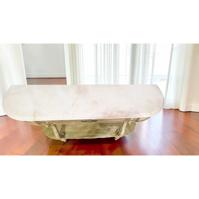 1940s Vintage Weiman Hollywood Regency Marble-Top Console Table For Sale - Image 5 of 6