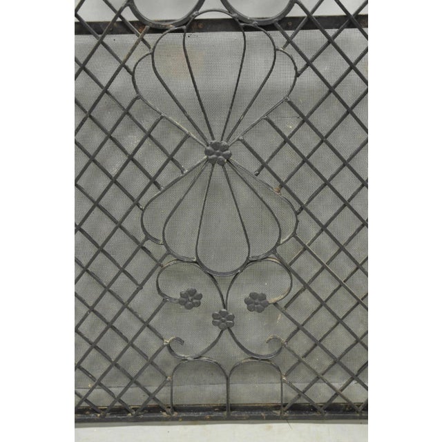 Antique Gothic Arts & Crafts Wrought Iron Scrolling Folding Fireplace Screen For Sale - Image 12 of 18