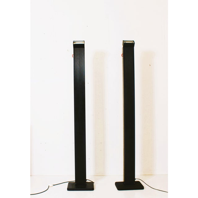 Fantastic black enameled 'Zagar' floor lamp from the 1980s with red accents by Sergio Carpani. Can be used as a standing...