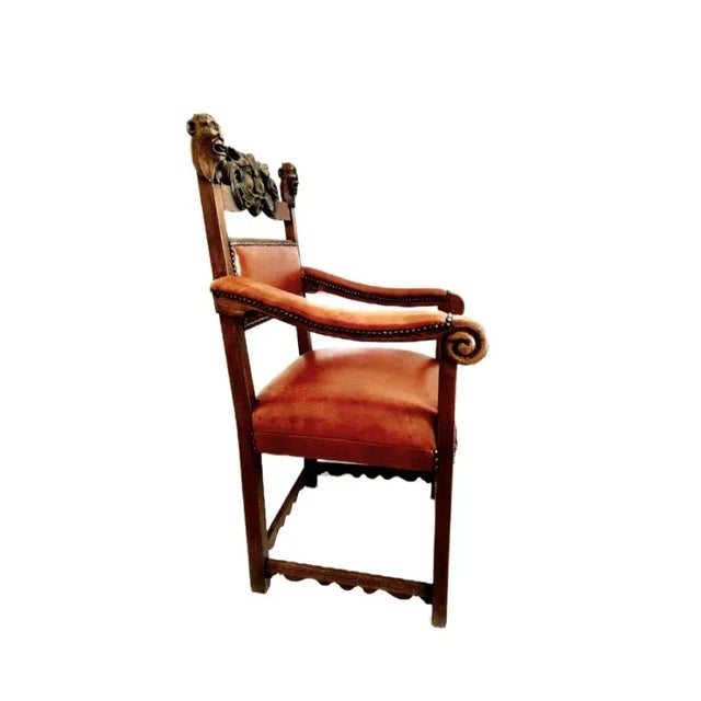 Antique Italian Renaissance Chair, 1850 For Sale - Image 3 of 5
