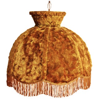 Hollywood Regency Crushed Velvet Ceiling Swag Lamp For Sale