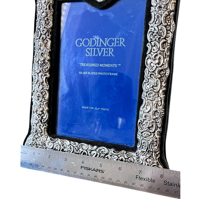Metal Large Vintage Godinger Silverplated Rococo Picture Frame 10.75" Tall for 5" × 7" Photo For Sale - Image 7 of 10