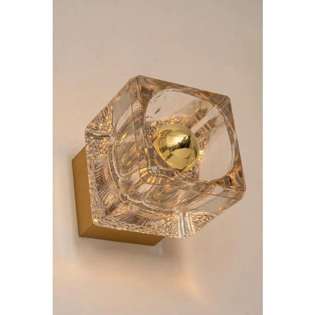 Glass Petite Crystal Glass Brass Wall Sconces by Peill & Putzler, Germany For Sale - Image 7 of 9