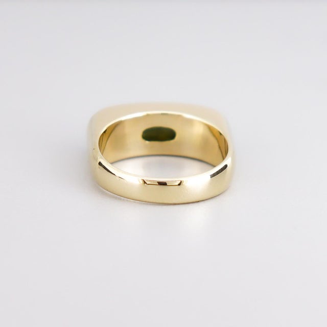 Vintage 14k Gold & Green Jade Cabochon Cocktail Ring For Sale - Image 9 of 15