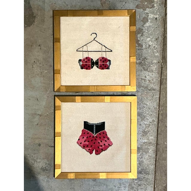 Late 20th Century Vintage Original Needlepoint Swimsuit - Set of 2 For Sale - Image 5 of 12