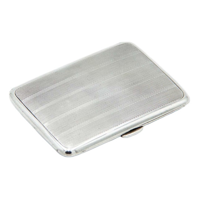 Guilloche Silver Snuff Box with Top Bands For Sale