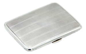 Guilloche Silver Snuff Box with Top Bands