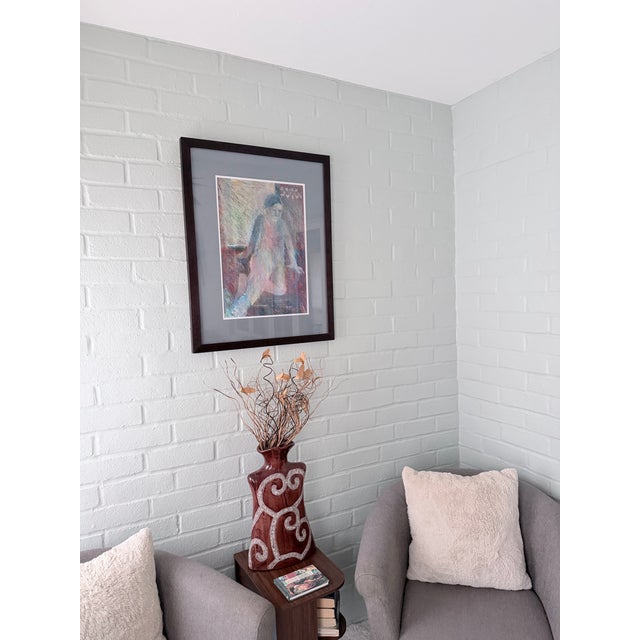 Jean Campbell Original Figurative Pastel Drawings - Framed Pair For Sale - Image 10 of 12