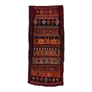 1960s Vintage Turkish Kilim Multicolor Handmade Tribal Wool Rug For Sale