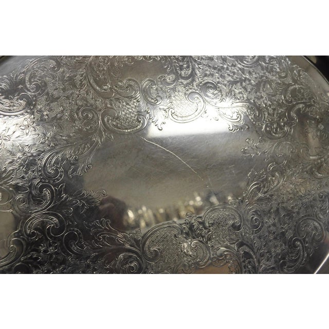 Silver Vintage Poole 400 Lancaster Rose Oval Silver Plated Bar Serving Platter Tray For Sale - Image 8 of 14