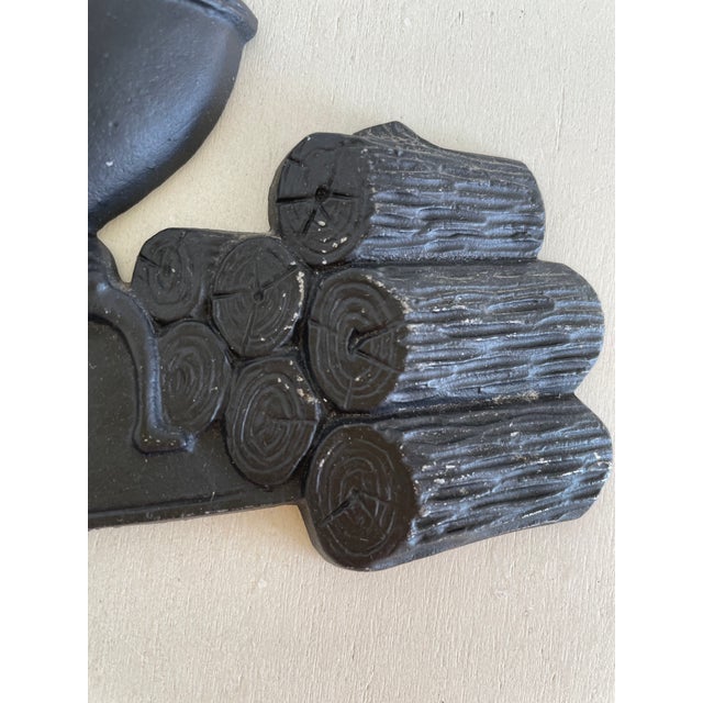 Black Vintage Sexton Old Stove With Logs Kitchen Wall Art Plaque For Sale - Image 8 of 10
