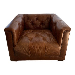 Restoration Hardware Savoy Leather Chair For Sale