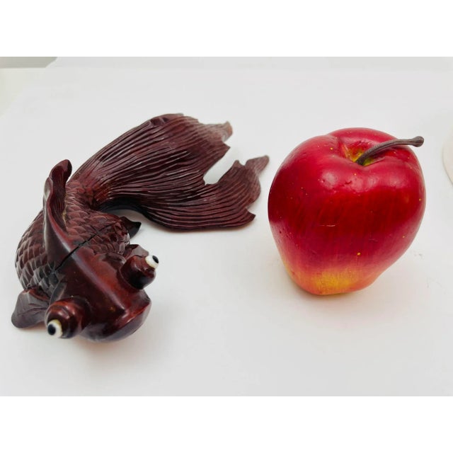 Japanese Hand Carved Wood Koi Fish Sculpture 1920 For Sale - Image 10 of 12