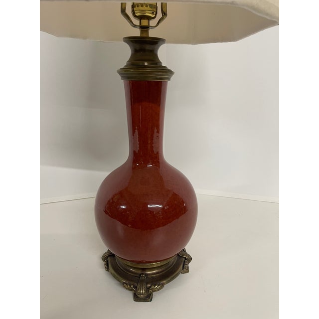 Vintage Oxblood Red Ceramic Table Lamp For Sale - Image 10 of 13