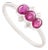 Natural Ruby & Diamond Three Stone Stackable Bezel Band Size 5.5 in 14k White Gold For Sale