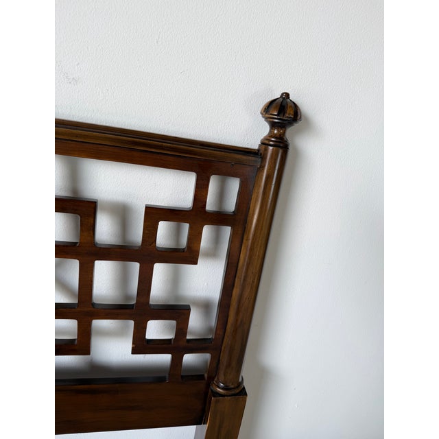 Brown 1970s Baker Hollywood Regency Style Walnut Fretwork King Size Headboard For Sale - Image 8 of 13