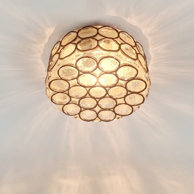 Mid-Century Modern 1970s Mid-Century Modern Glass Flush Mount/Ceiling Light From Limburg, Germany, 1970s For Sale - Image 3 of 9